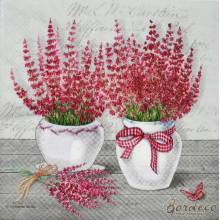 Serwetka do decoupage AMBIENTE wrzos w dzbankach 33x33